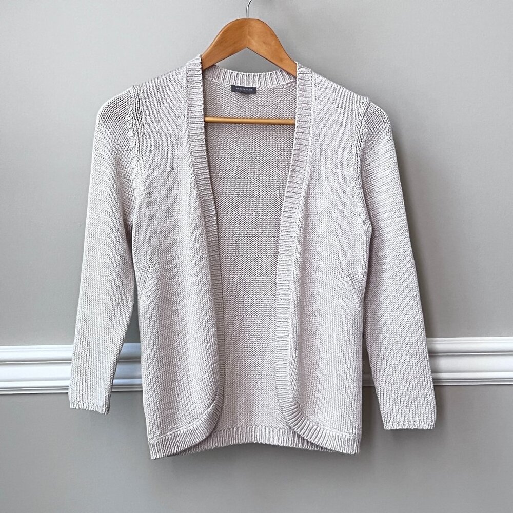 Ann Taylor Women's Silk Bolero Open Cardigan Sweater Beige 3/4 Long Sleeve XS